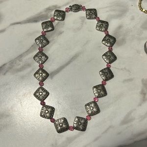 Necklace with pink and silver beads
